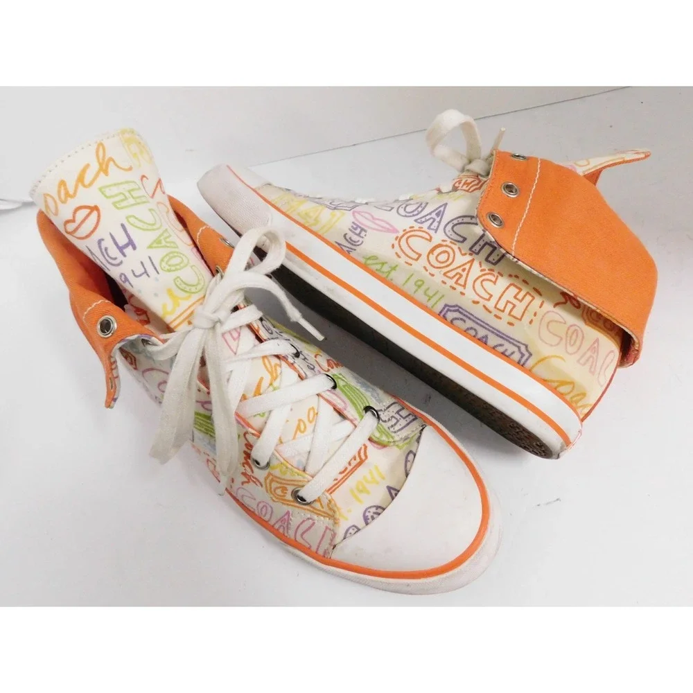 Coach A1285 Bonney Graffiti Print High Top Sneaker Y2K Size 7.5